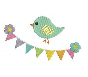 Stickdatei - Wimpelkette mit Vogel